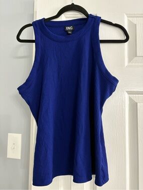 INC International Concepts Dark Blue Ribbed Sleeveless Tank